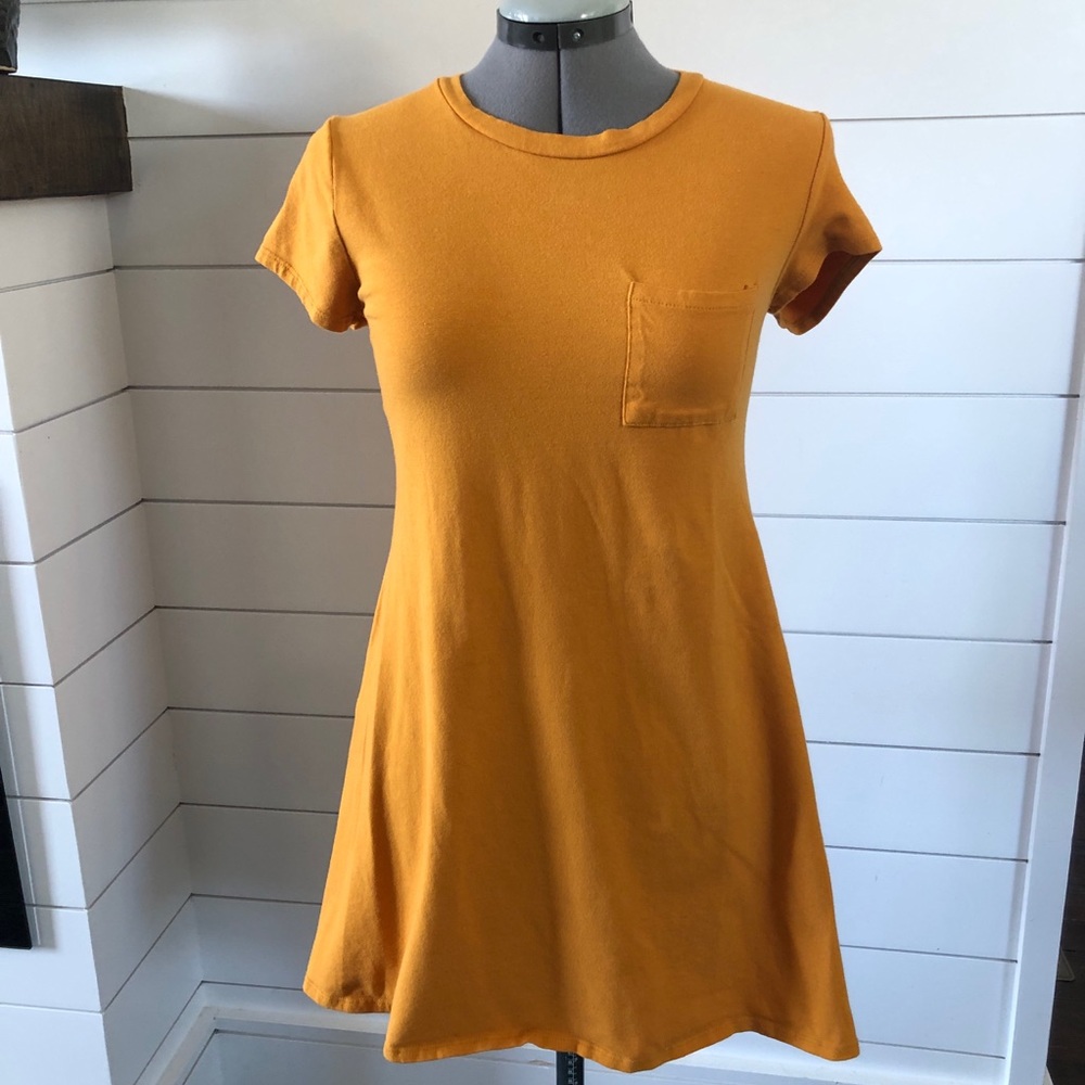 Saffron Yellow T-shirt Dress with Pocket Medium